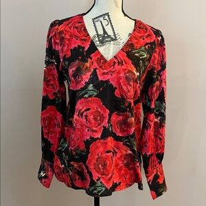 Rachel Zoe Black Rose Print Blouse
